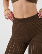 Crochet Knit Trousers, Brown (BROWN), large