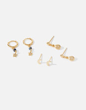 Gold-Plated Celestial Drop Earring Set, , large