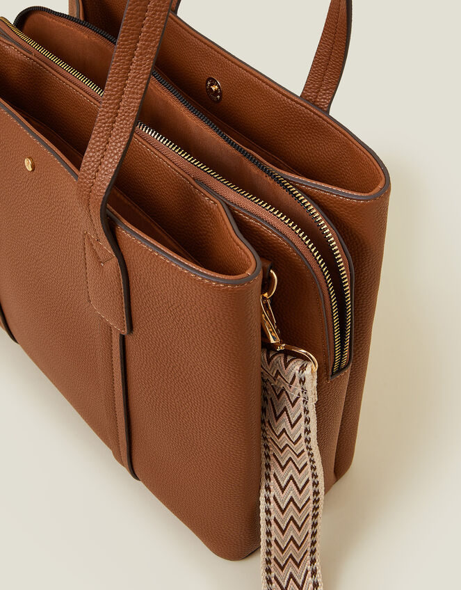 Webbing Strap Tote Bag, Tan (TAN), large