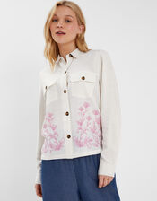 Floral Embroidered Shacket, Ivory (IVORY), large
