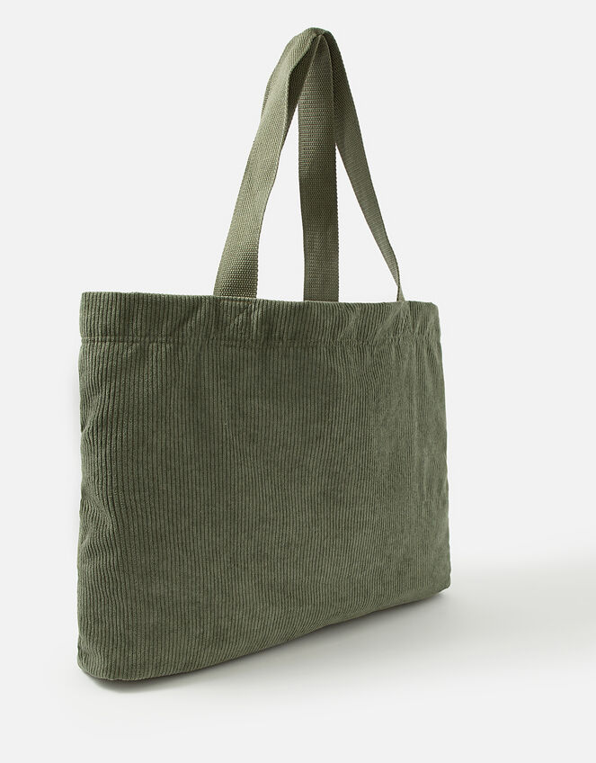 Cord Shopper Bag, Green (KHAKI), large