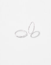 Sterling Silver Twist Ring Set, Silver (ST SILVER), large