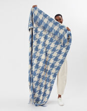 Oversized Dogtooth Jaquard Throw, Blue (BLUE), large