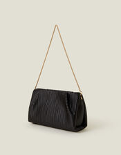 Pleated Satin Clutch Bag, , large