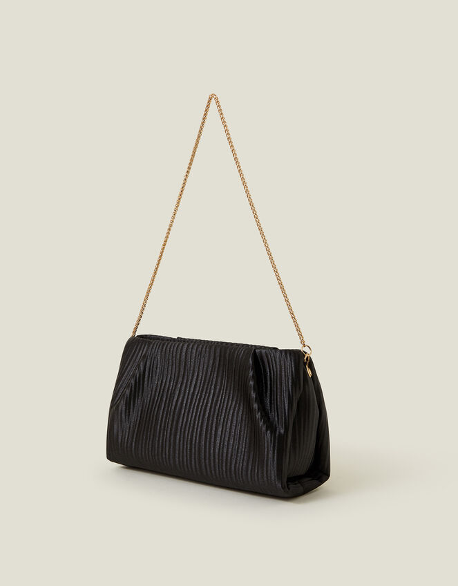Pleated Satin Clutch Bag, , large