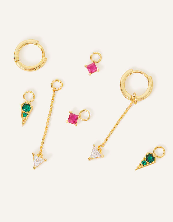 14ct Gold-Plated Interchangeble Charm Hoop Set, , large