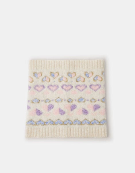 Girls Heart Fair Isle Snood, Multi (PASTEL MULTI), large