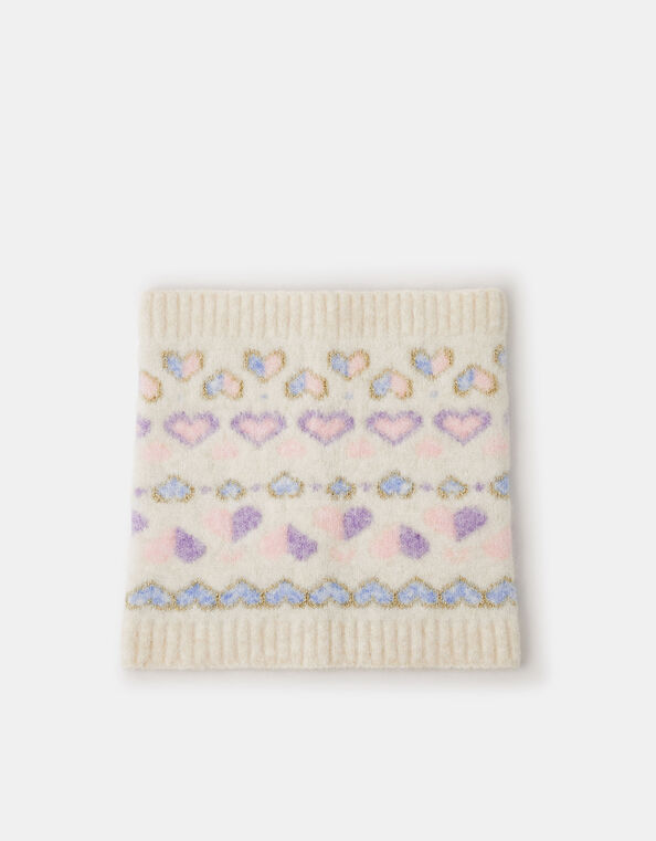 Girls Heart Fair Isle Snood, Multi (PASTEL MULTI), large