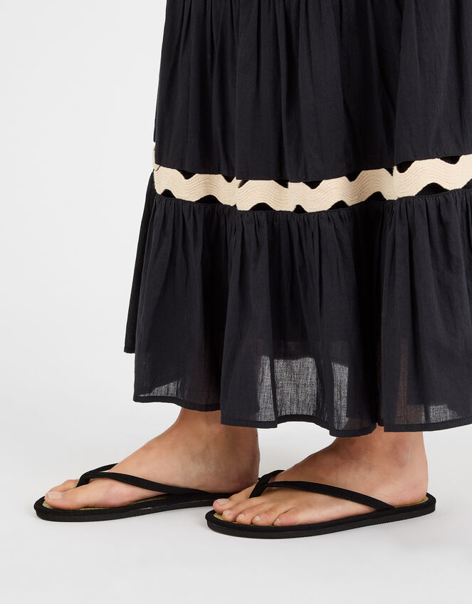 Plain Seagrass Flip Flops, Black (BLACK), large