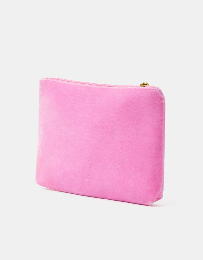 Girl Initial Unicorn Velvet Pouch, Pink (PINK), large