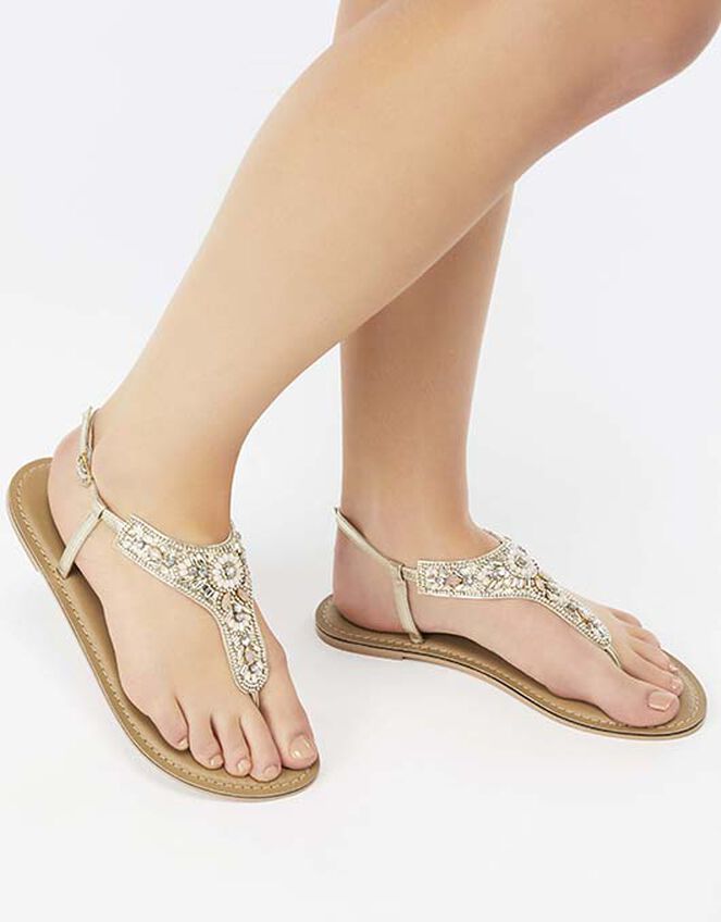 Athens Embellished Sandals, Metallic (METALLICS), large
