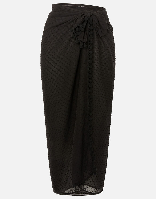 Dobby Pom-Pom Trim Sarong, , large