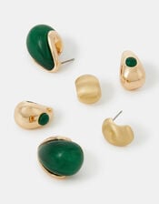 3-Pack Curve Drop Earrings Green, , large