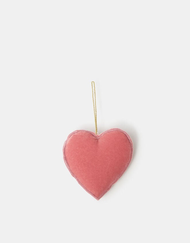Beaded Heart Velvet Christmas Tree Decoration, , large