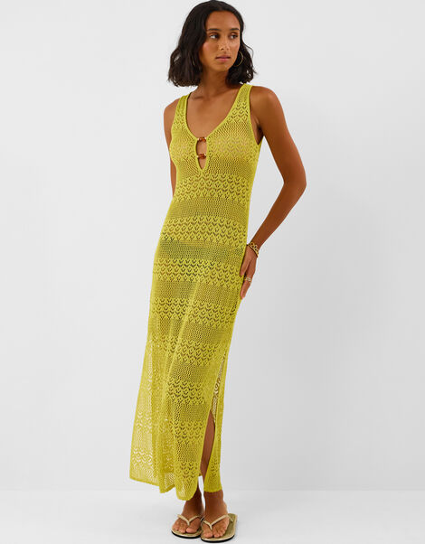 Sleeveless Knitted Maxi Dress, Green (OLIVE), large