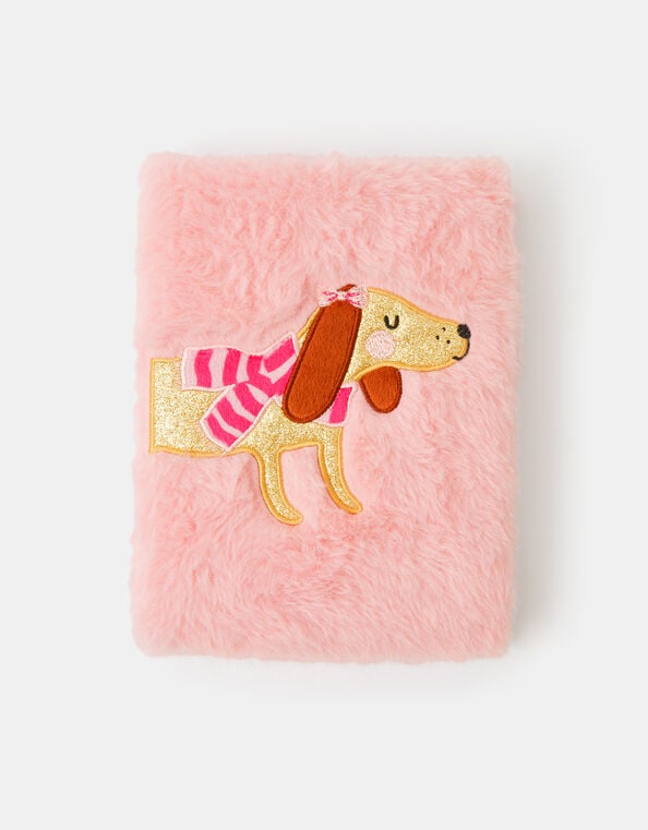 Girls Fluffy Dog A5 Notebook, , large