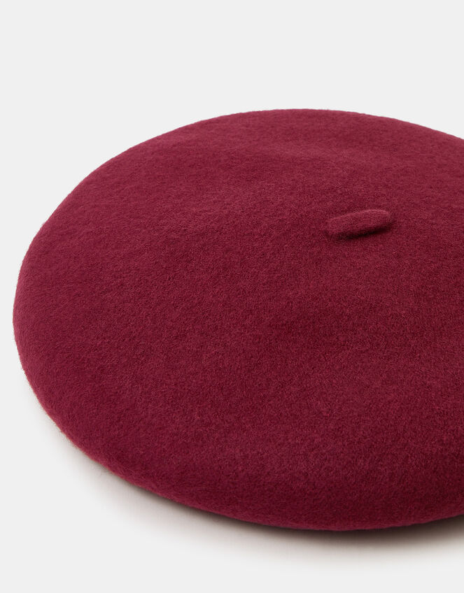 Plain Wool Beret, Red (BURGUNDY), large