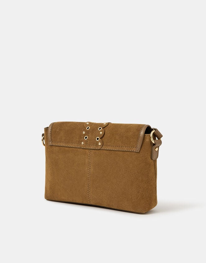 Eyelet Detail Suede Crossbody Bag, , large
