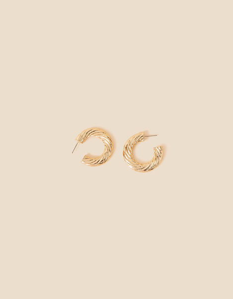 Twisted Chunky Hoop Earrings, , large