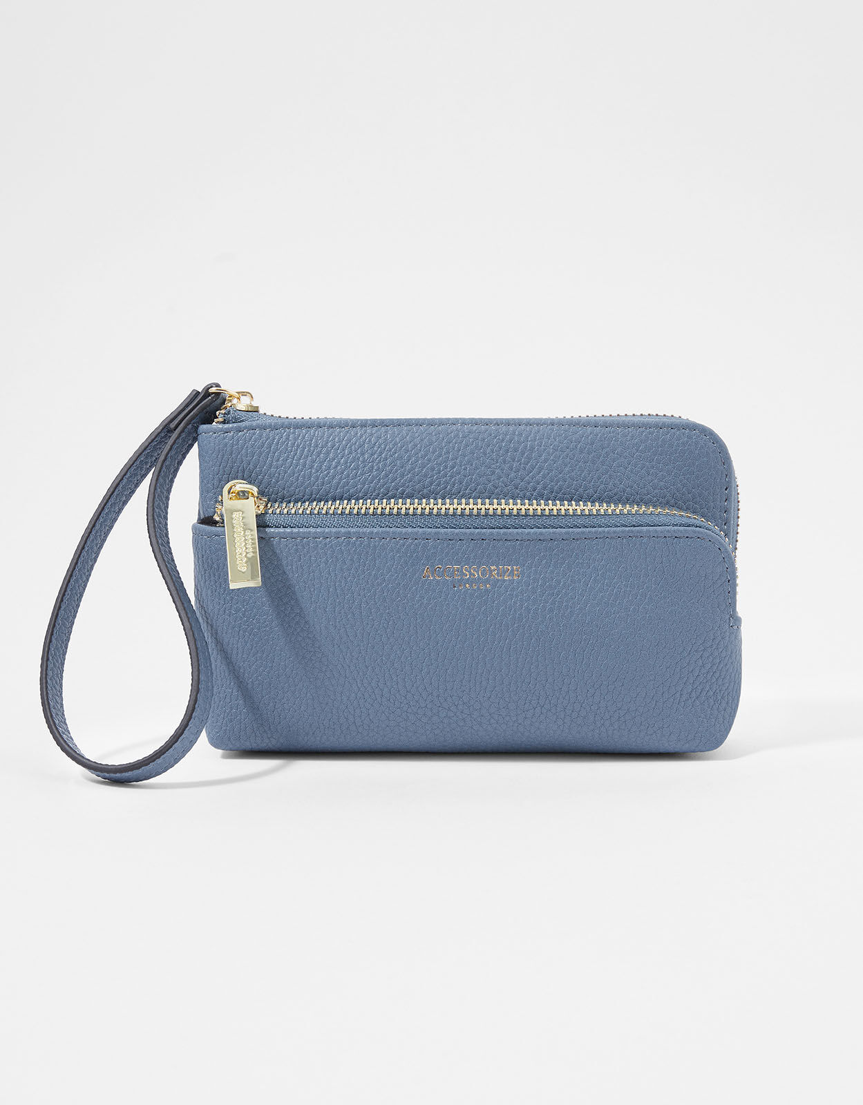 Accessorize Monsoon Accessorize Wristlet 2 section bag wallet purse blue soft faux leather 