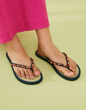 Wooden Beaded Seagrass Flip Flops, Multi (BRIGHTS-MULTI), large