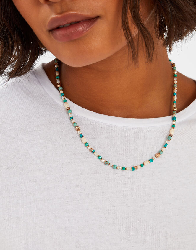 Mix Beaded Necklace Turquoise, , large