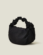 Ruched Strap Sling Bag, Black (BLACK), large