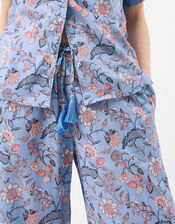 Floral Print Long Pyjamas Set, Blue (BLUE), large
