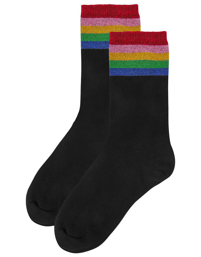 Rainbow Cuff Sparkle Ankle Socks, Multi (BRIGHTS-MULTI), large