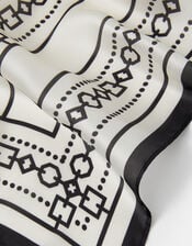 Monochrome Chain Print Satin Scarf, , large