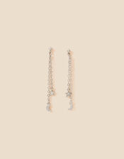 Platinum-Plated Celestial Charm Drop Earrings, , large