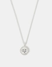 Sterling Silver-Plated Diamante Disc Pendant Necklace, , large