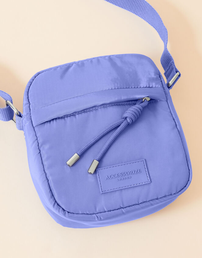 Messenger Bag with Recycled Nylon, Blue (BLUE), large
