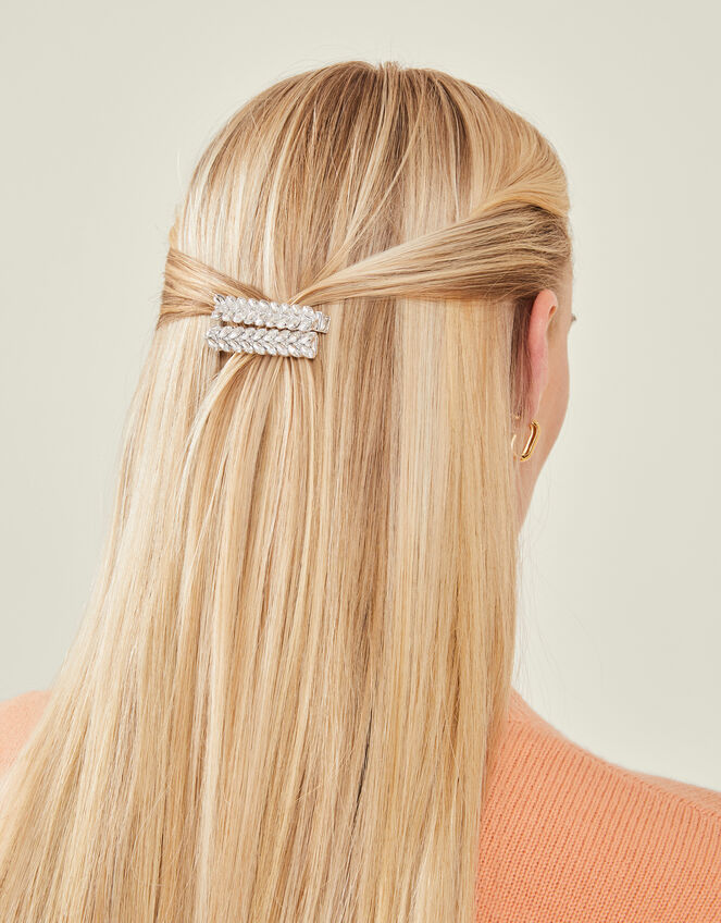 2-Pack Crystal Leaf Hair Clips, , large