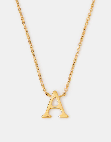 Stainless Steel Initial Pendant Necklace, Gold (GOLD), large