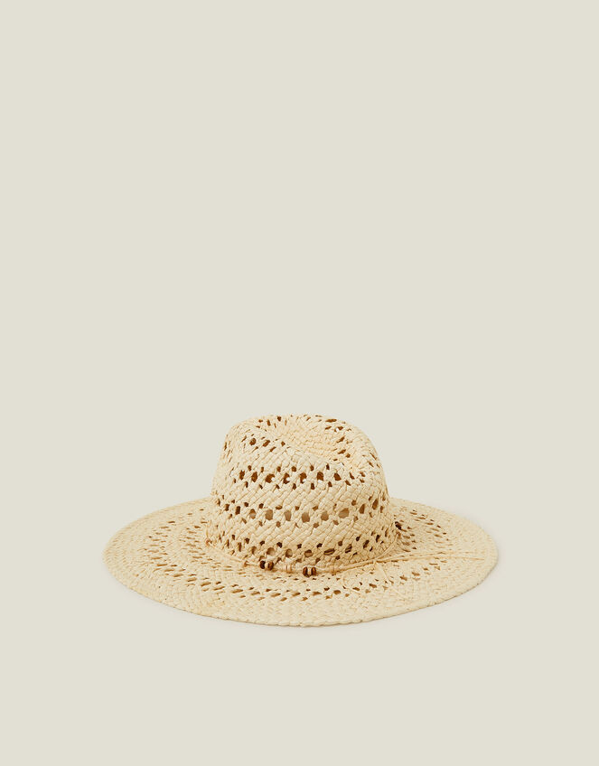 Woven Beaded Fedora Hat, , large