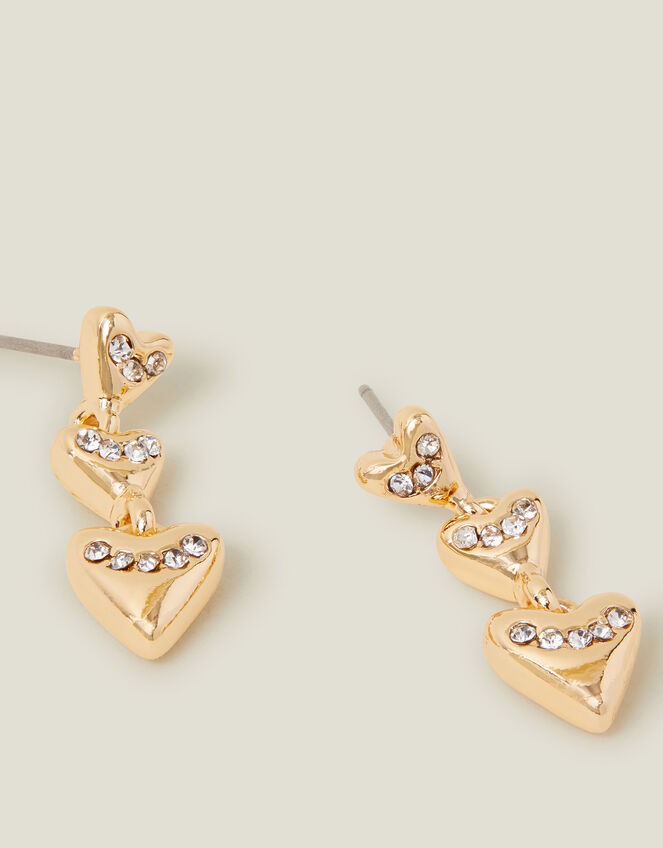 Triple Heart Drop Earrings, , large