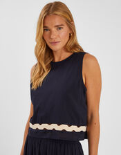 Sleeveless Ric Rac Top, Black (BLACK), large