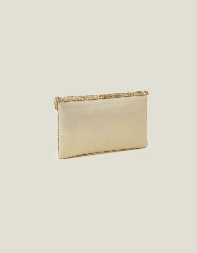 Tara Hand-Beaded Clutch Bag, Gold (GOLD), large