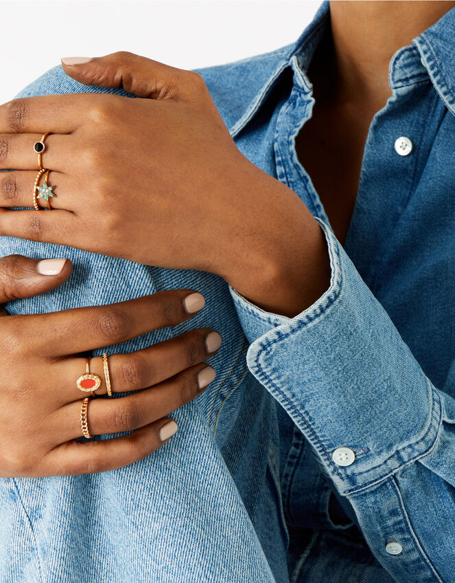 Reconnected Enamel Charm Rings, Multi (DARKS-MULTI), large