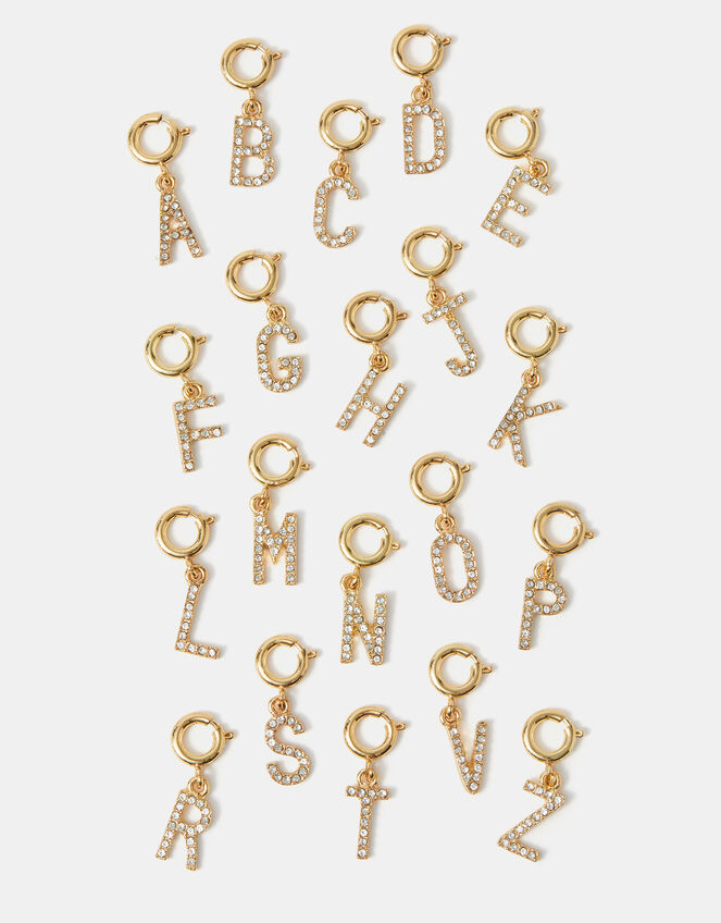 Diamanté Initial Jewellery Charm, Gold (GOLD), large