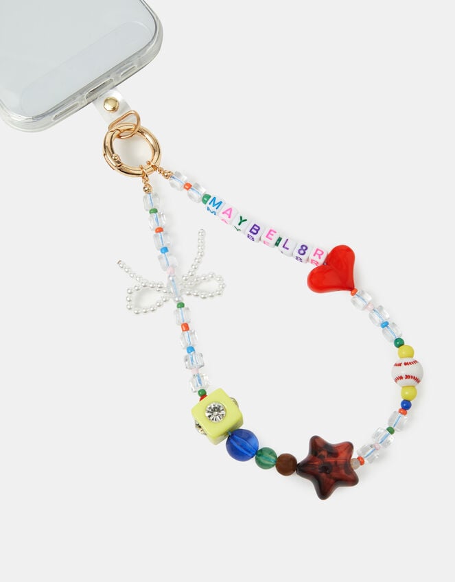 Slogan Beaded Wrist Phone Strap, , large