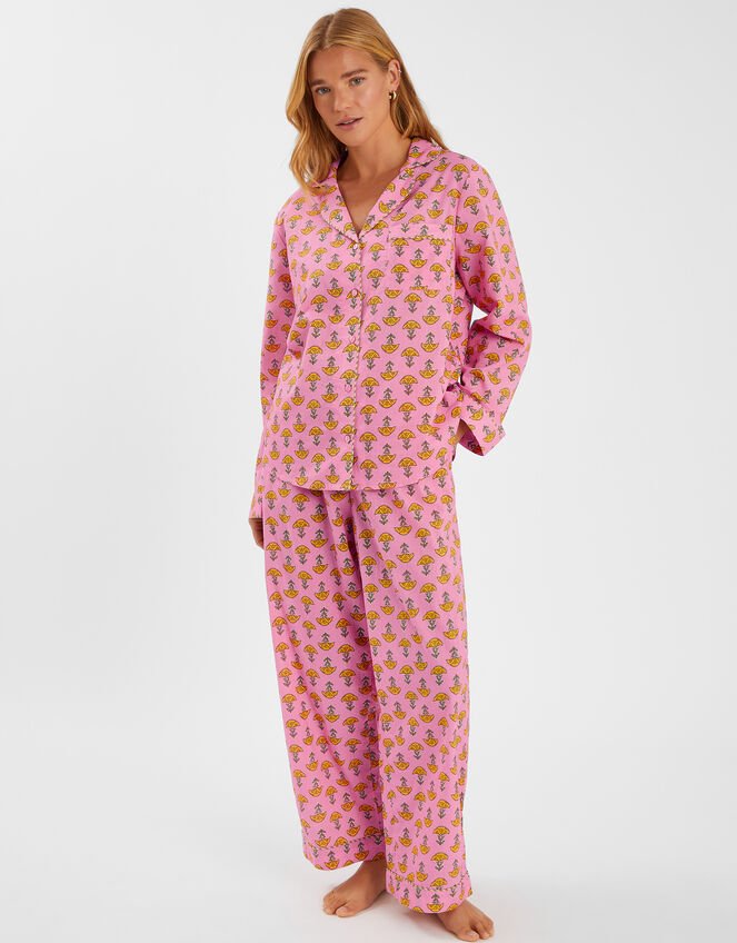 Marigold Print Long Pyjamas Set, Pink (PINK), large