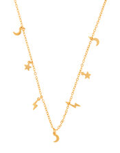 Gold-Plated Celestial Station Charm Necklace, , large
