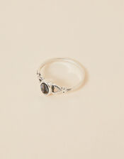 Sterling Silver Abalone Oxidised Ring, Silver (ST SILVER), large