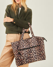 Leopard Print Shopper Tote Bag, , large