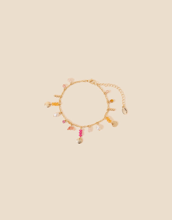 Eclectic Stone and Pearl Charm Anklet, , large