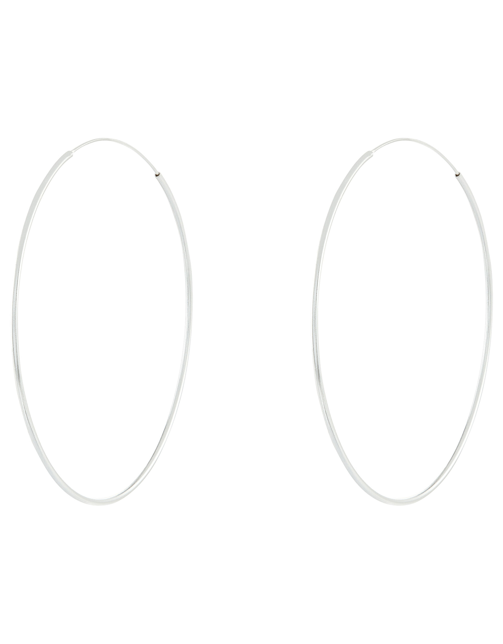Sterling Silver Large Hoop Earrings, , large