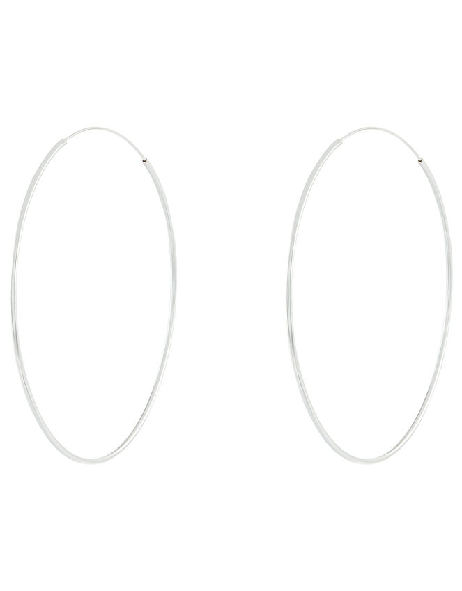 Sterling Silver Large Hoop Earrings, , large