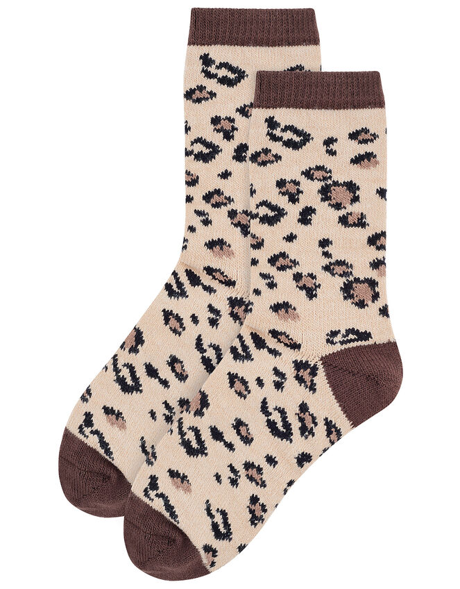 Mia Leopard Thermal Boot Socks, , large